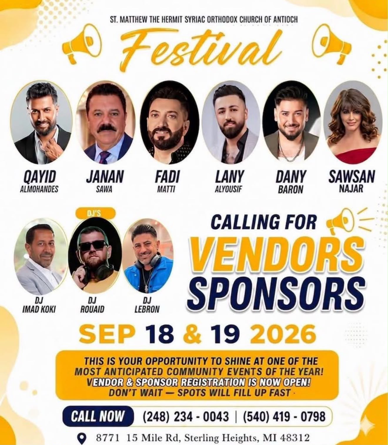 St. Matthew Festival vendor and sponsor flyer for September 18 and 19, 2026